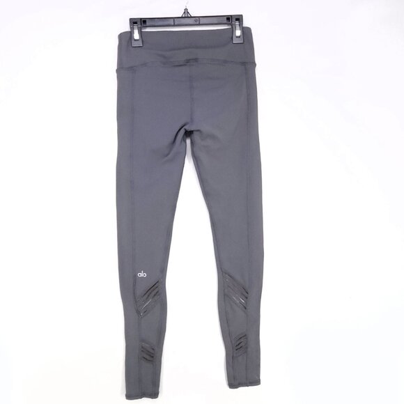 Alo Yoga Leggings Moto Pants Size XXS Womens High Rise Gray Mesh Panel - Picture 2 of 16